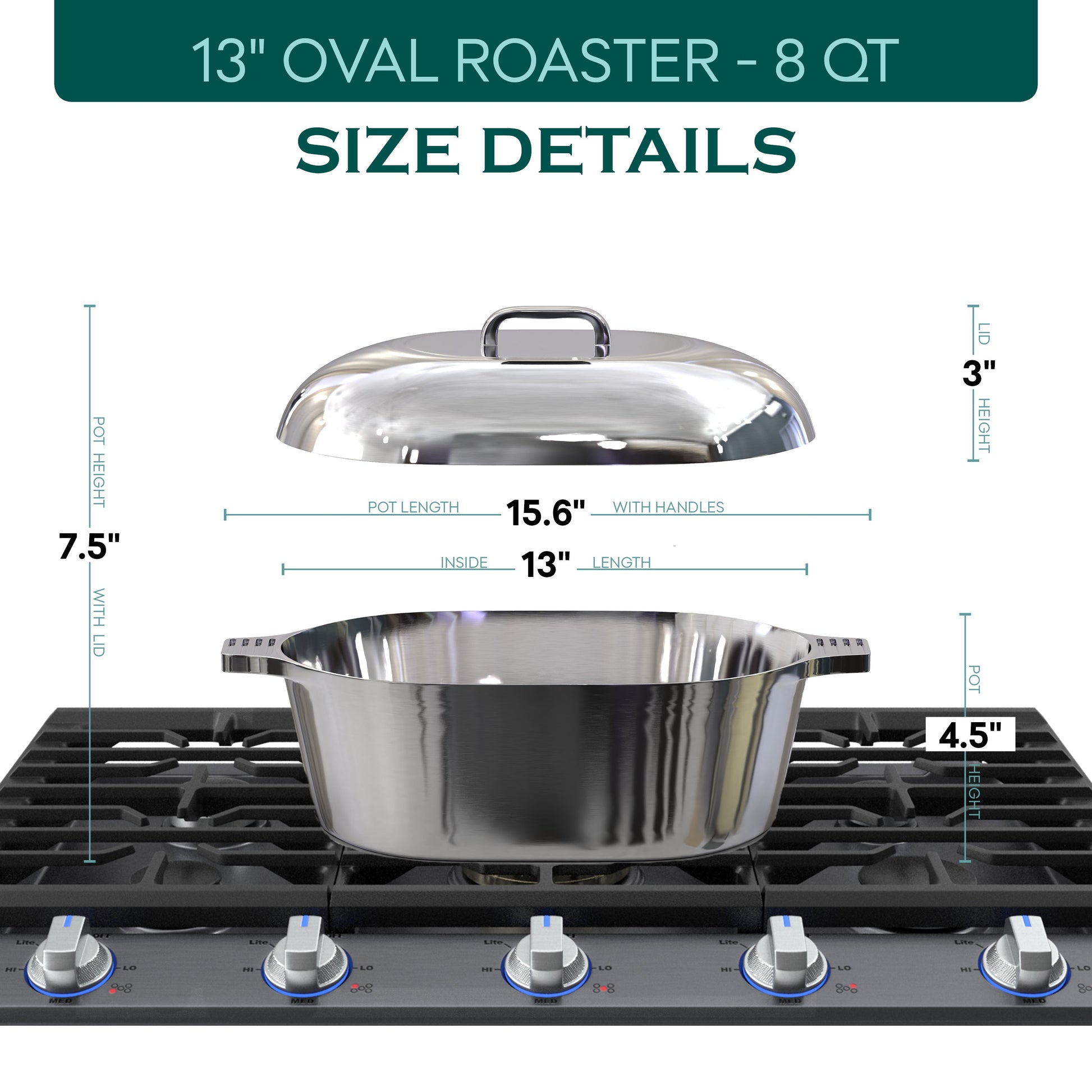 Oval Dutch Oven with Lid - 8 Quart (13 Inch) - Tampa Home & Garden Store