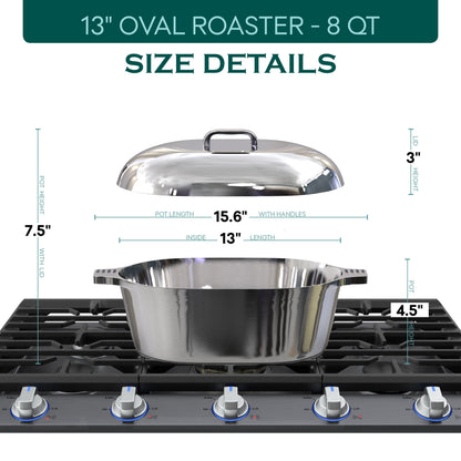 Oval Dutch Oven with Lid - 8 Quart (13 Inch) - Tampa Home & Garden Store