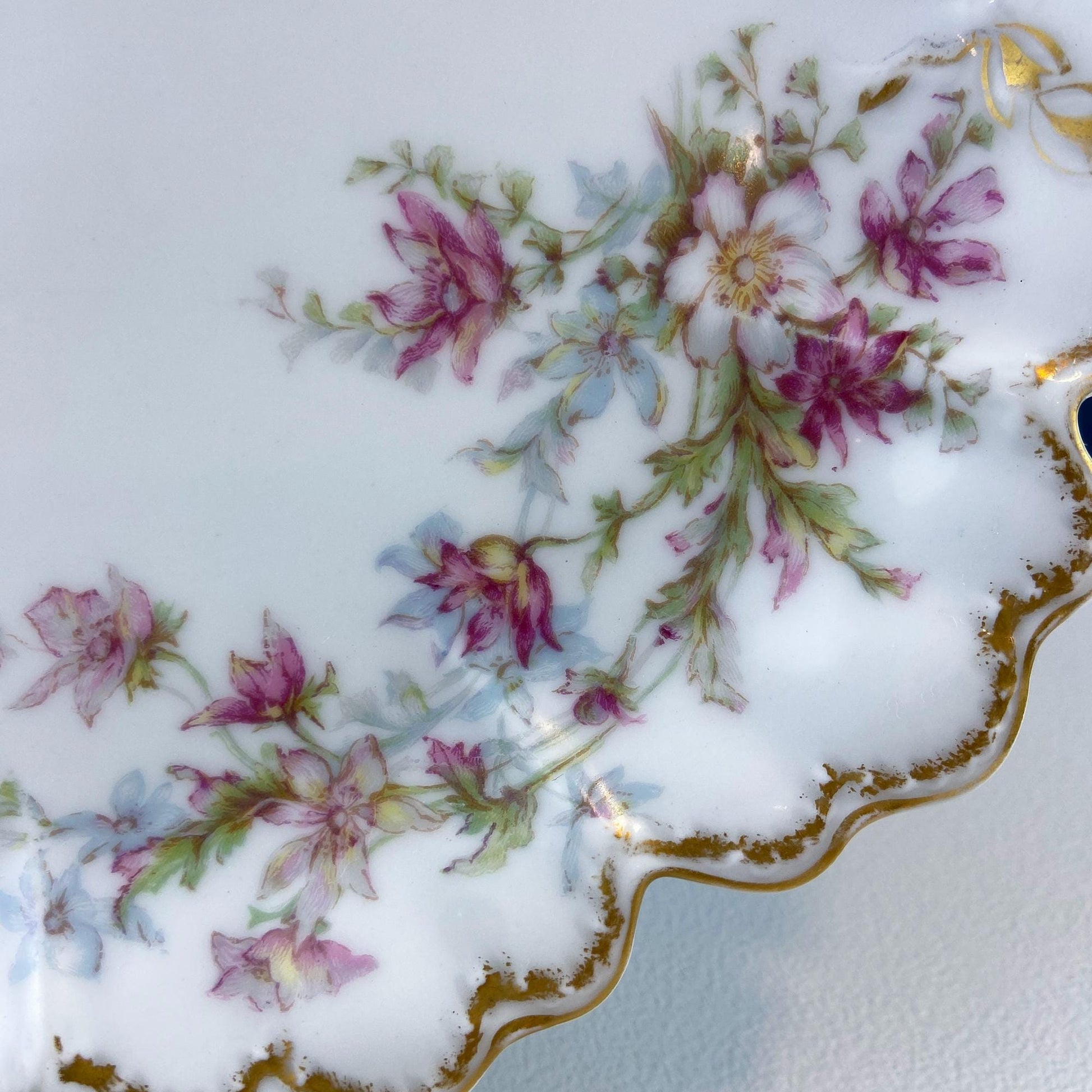 Oval Haviland Limoges Platter with Scalloped Edge. Stunning Porcelain Serving Dish. Wild Roses Motif. French Country. Serviceware. - Tampa Home & Garden Store