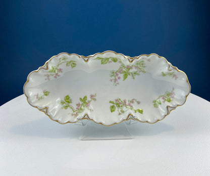 Oval Haviland Limoges Platter with Scalloped Edge. Stunning Porcelain Serving Dish. Wild Roses Motif. French Country. Serviceware. - Tampa Home & Garden Store