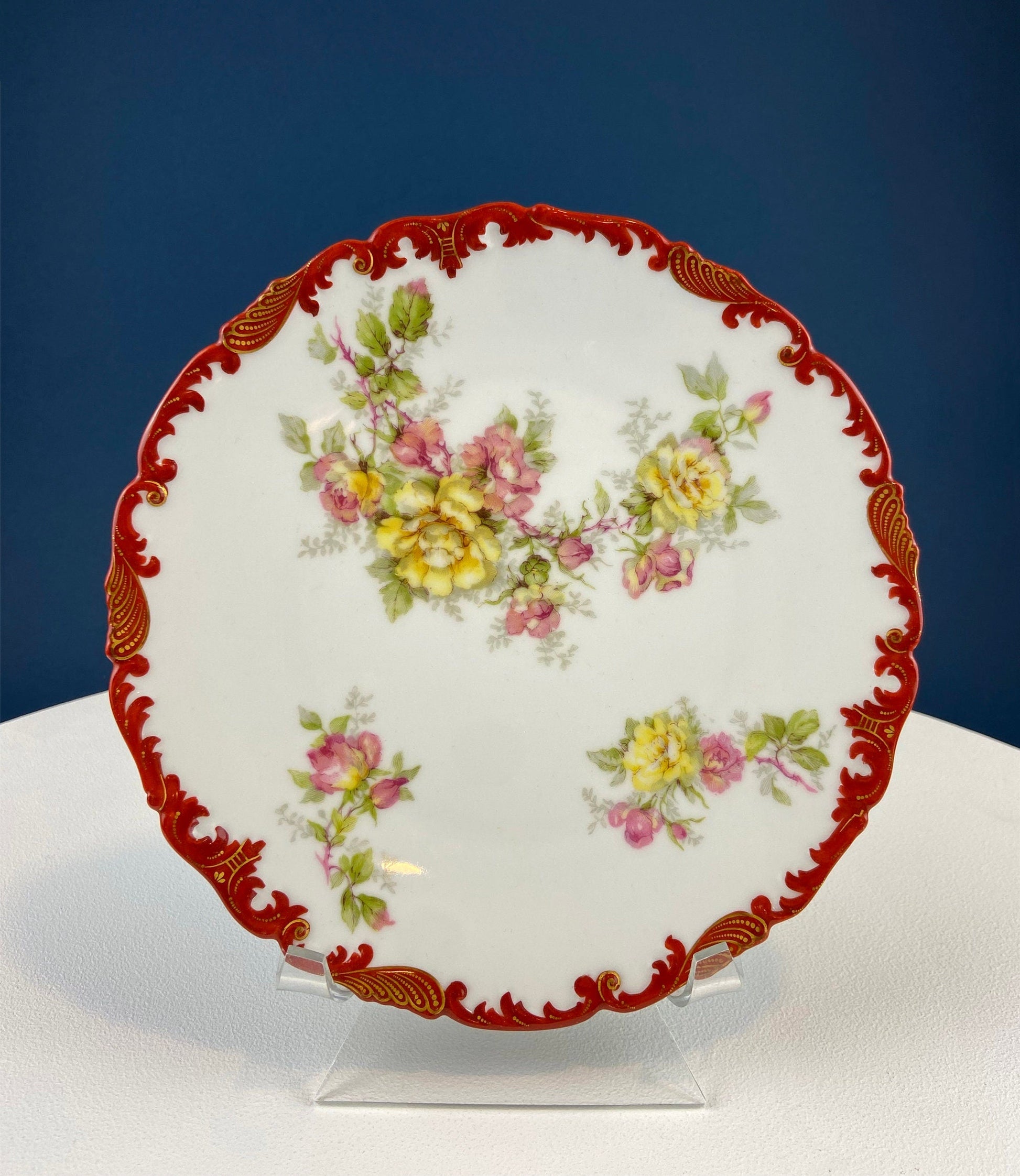 Oval Haviland Limoges Platter with Scalloped Edge. Stunning Porcelain Serving Dish. Wild Roses Motif. French Country. Serviceware. - Tampa Home & Garden Store