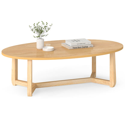 Oval coffee table 46 inches, thick top, natural wood finish DirectDeals on Tampa Home & Garden Store