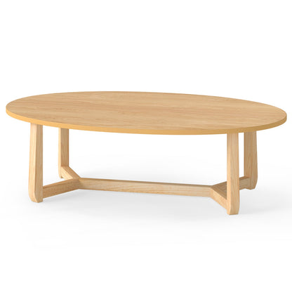 Oval wooden coffee table 46 inches with thick top, DirectDeals, natural oak finish on Tampa Home & Garden Store