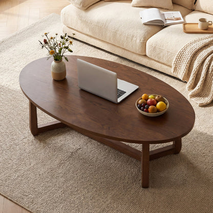 Oval coffee table 46 inches, dark wood thick top, DirectDeals wooden accent table on Tampa Home & Garden Store
