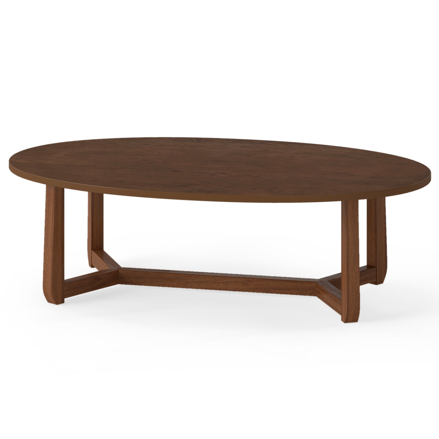Oval coffee table 46in wooden accent table with thick top brown finish DirectDeals on Tampa Home & Garden Store