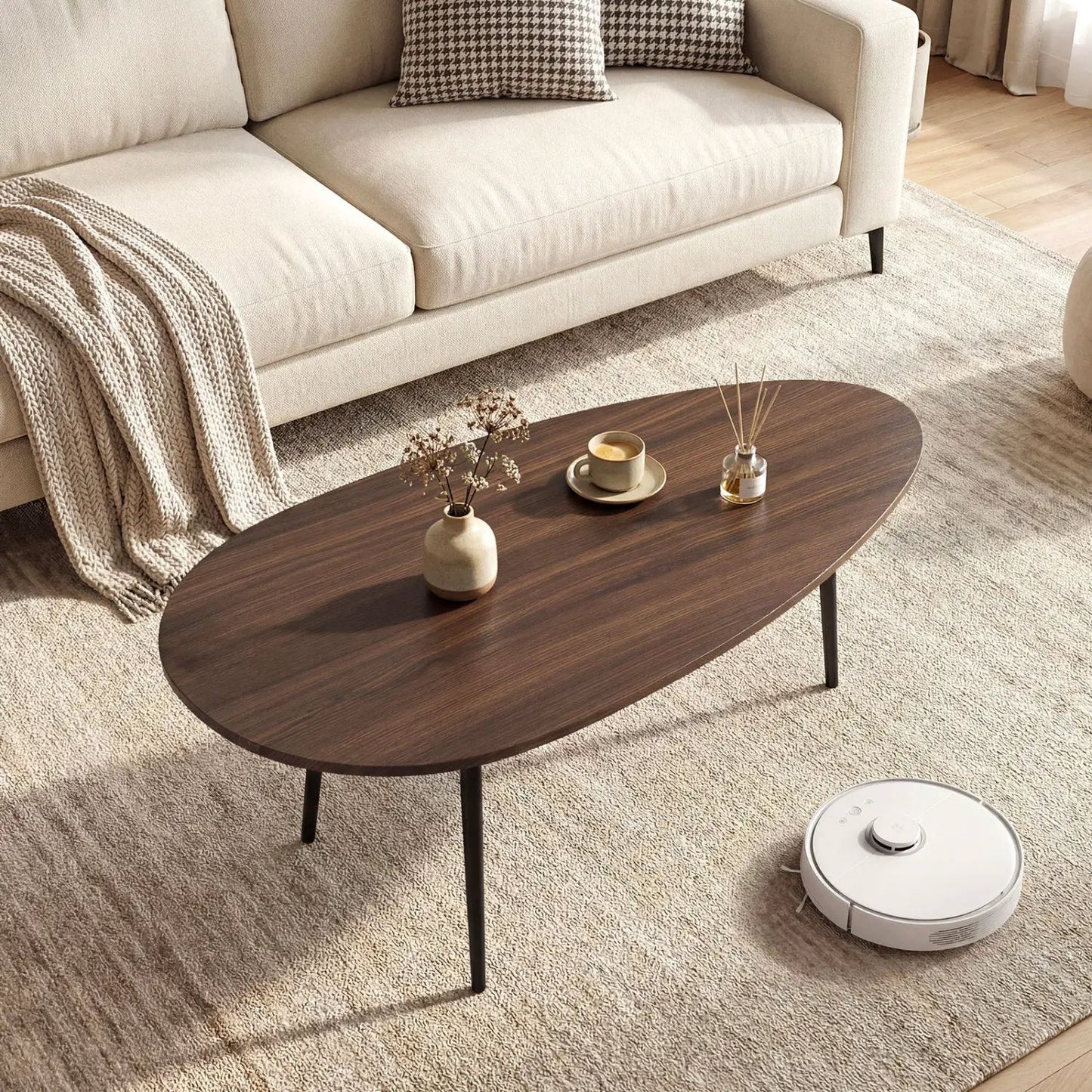 Oval Coffee Table Mid Century Center Table Metal