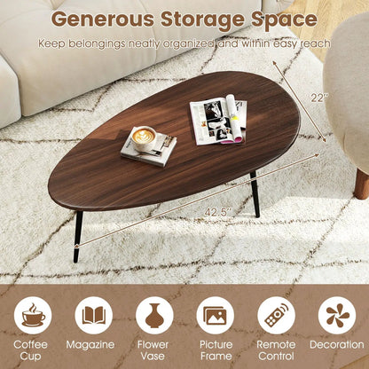 Oval Coffee Table Mid Century Center Table Metal