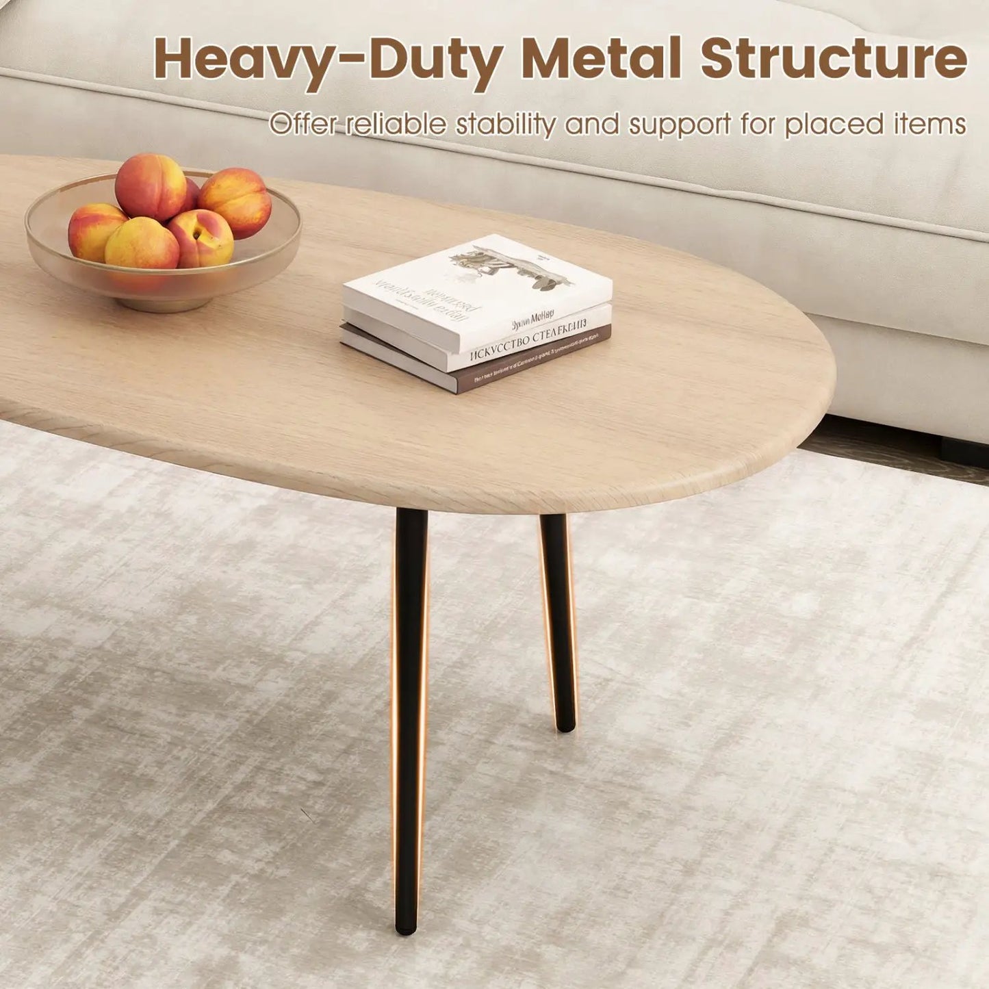 Oval Coffee Table Mid Century Center Table Metal