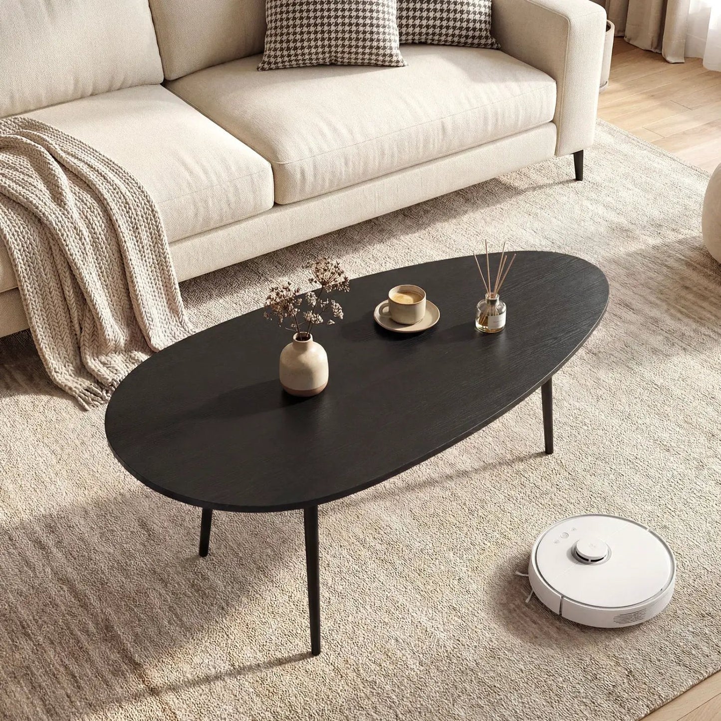 Oval Coffee Table Mid Century Center Table Metal