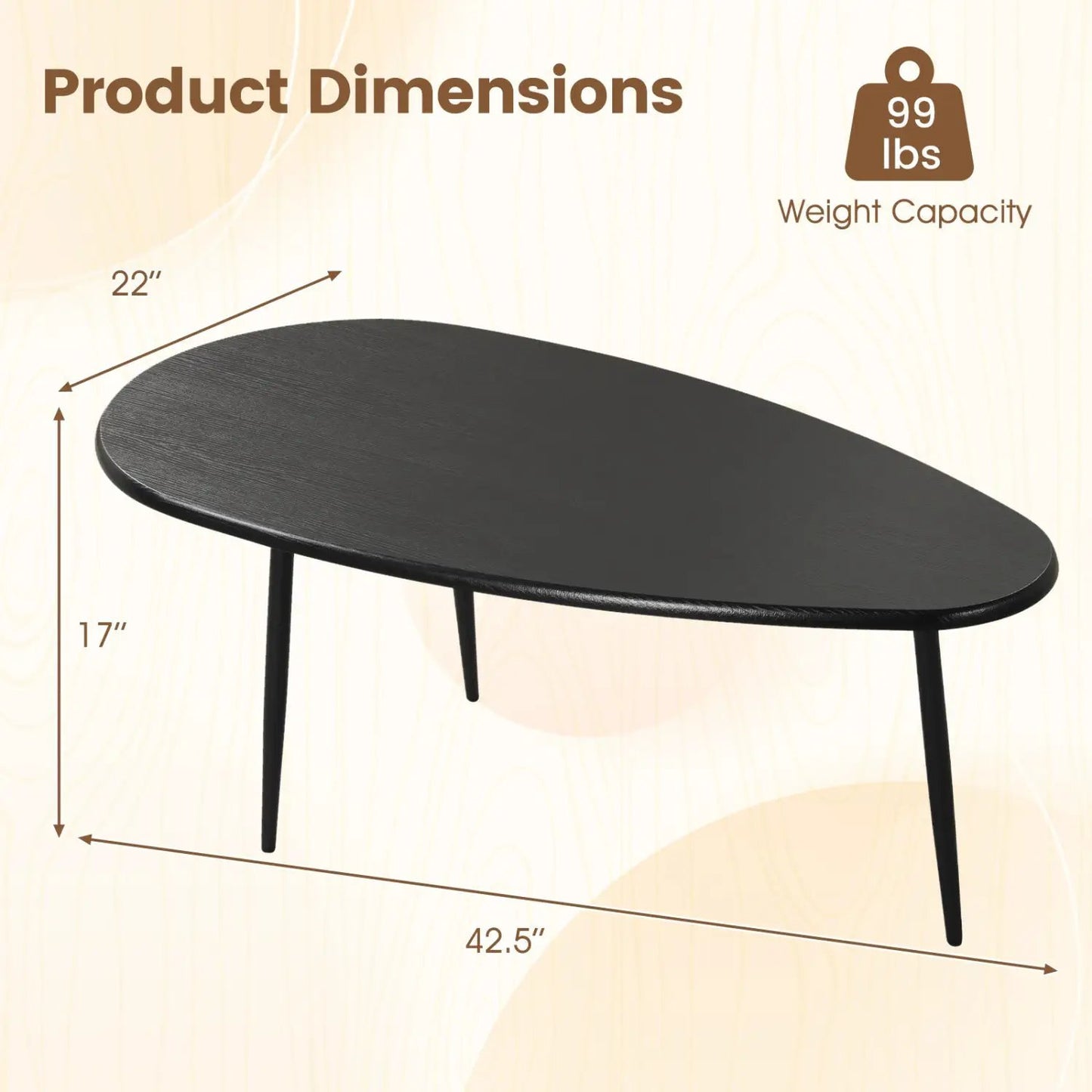 Oval Coffee Table Mid Century Center Table Metal