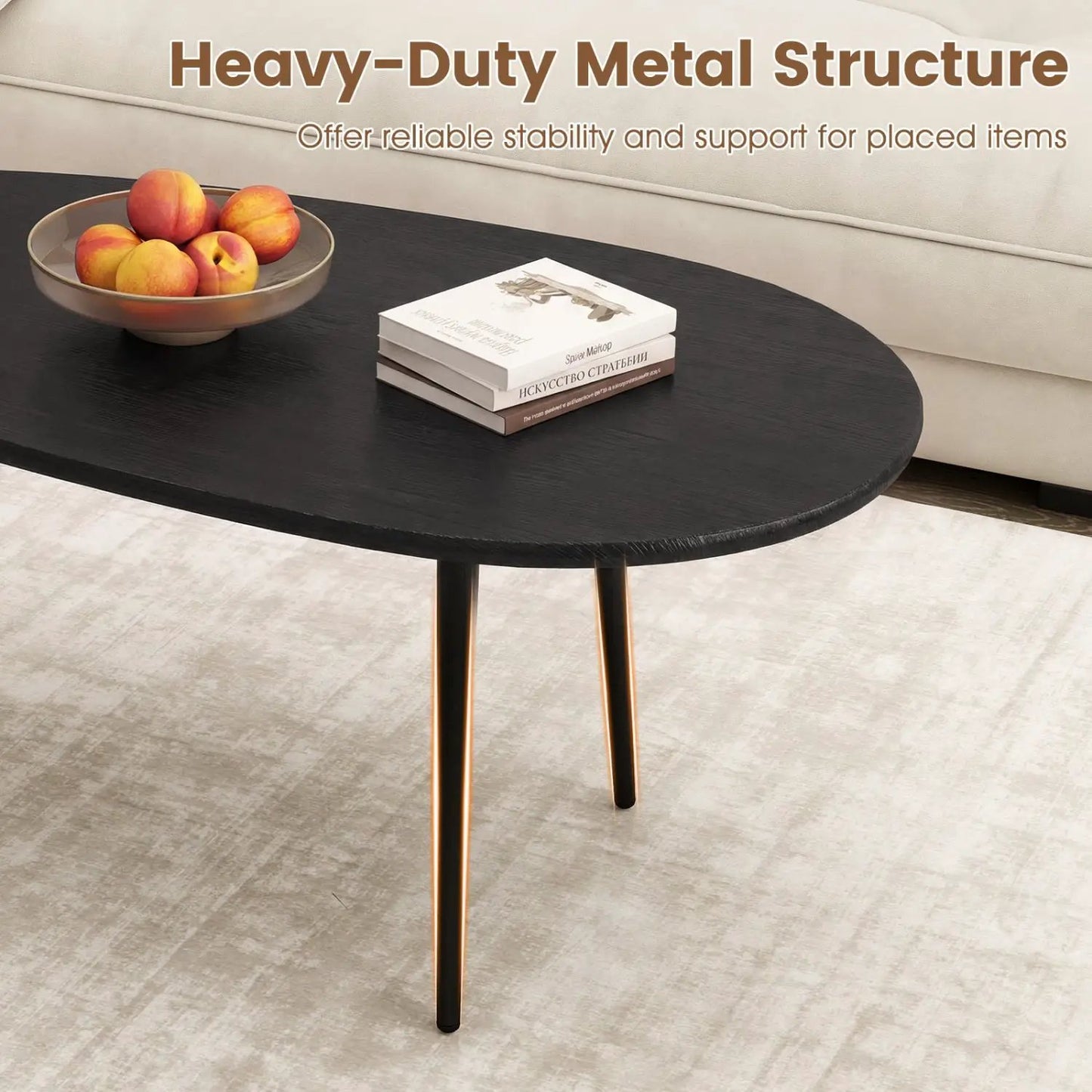 Oval Coffee Table Mid Century Center Table Metal