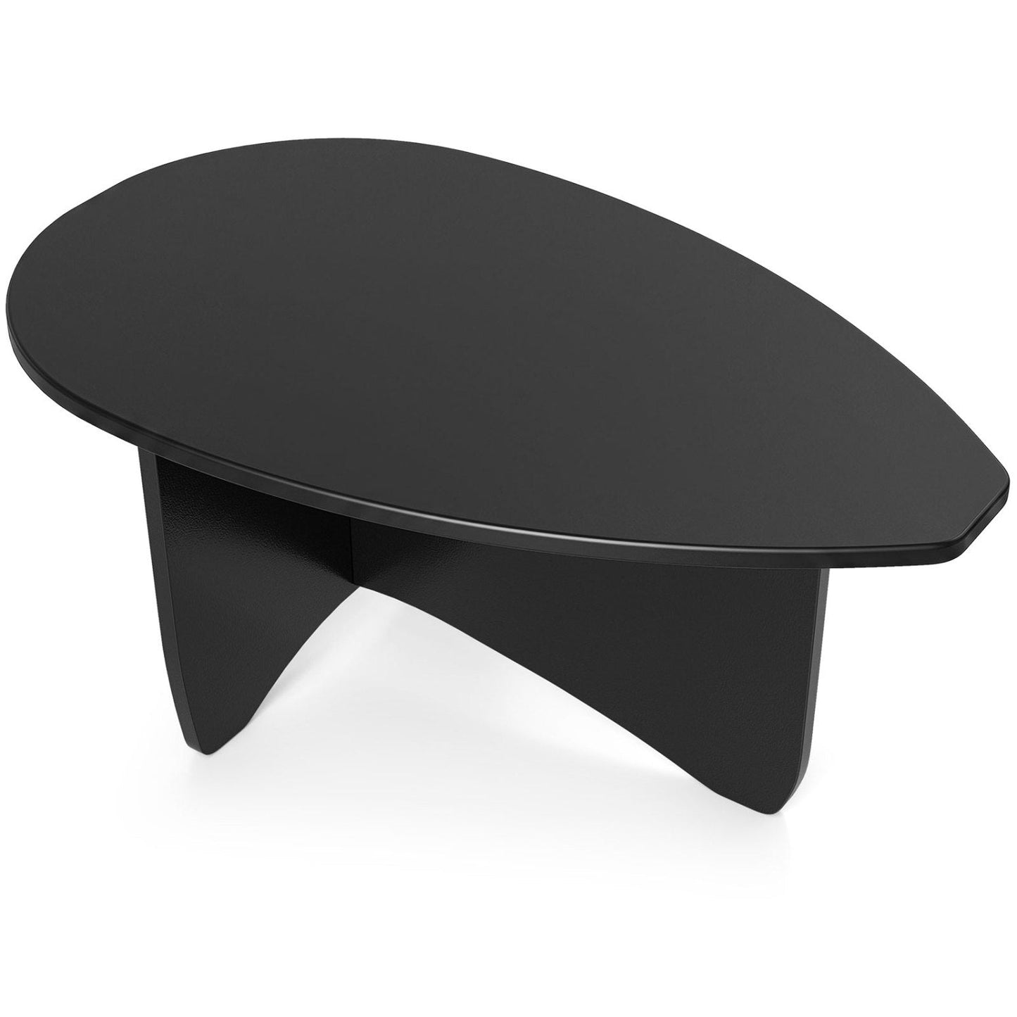 Oval coffee table DirectDeals black wood, low-profile mid-century modern on Tampa Home & Garden Store