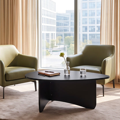 Oval Coffee Table DirectDeals, black wood, low-profile mid-century modern on Tampa Home & Garden Store