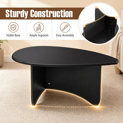 Oval coffee table DirectDeals black wood low-profile LED-lit on Tampa Home & Garden Store