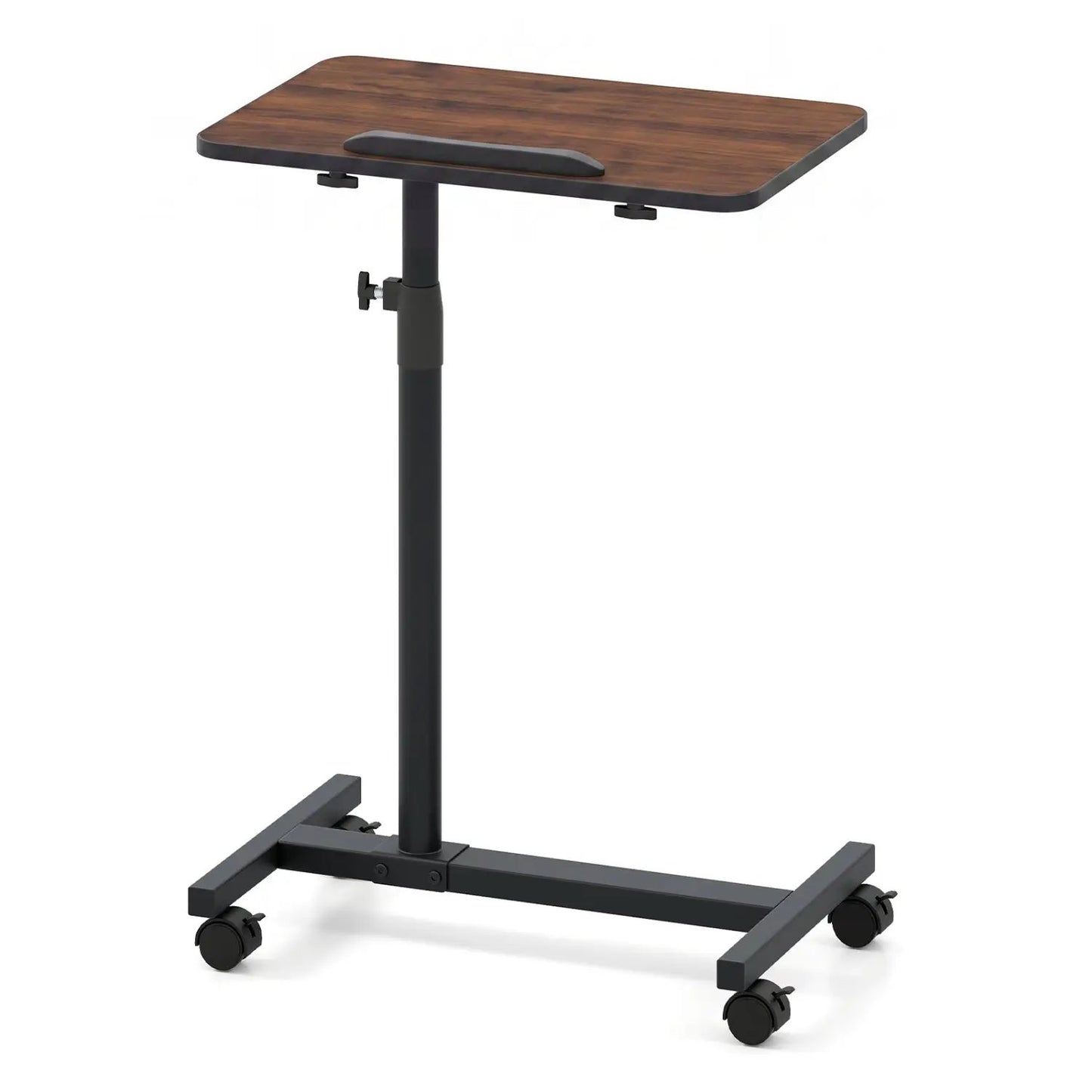 Adjustable Overbed Table with Wheels Walnut