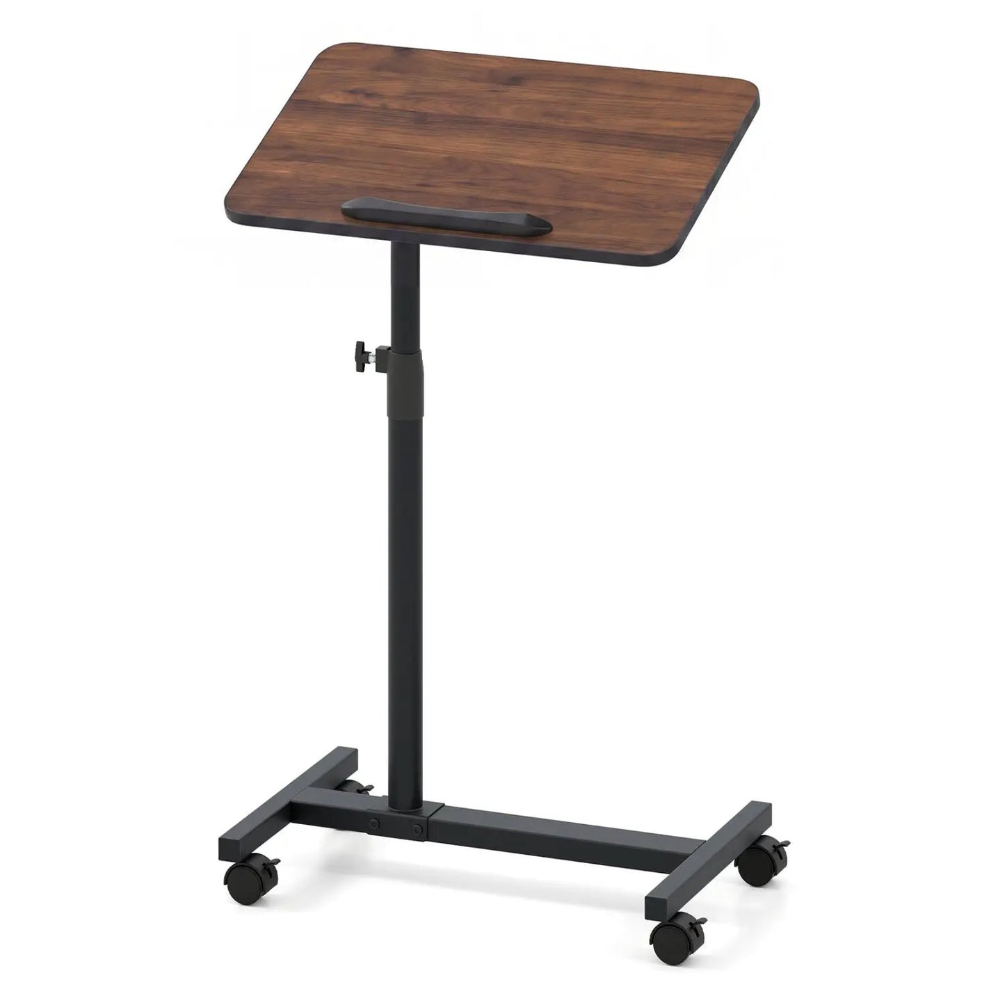 Adjustable Overbed Table with Wheels Walnut