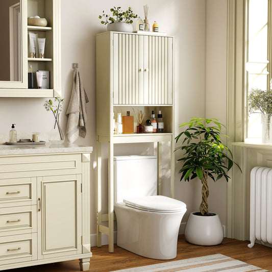 Over The Toilet Storage Cabinet with Fluted Doors - Tampa Home & Garden Store