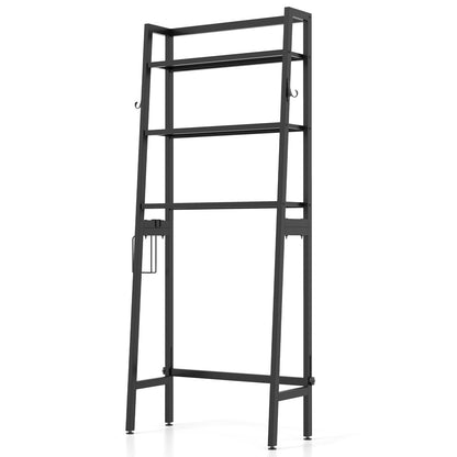 Estante de almacenamiento de 3 niveles sobre el inodoro con barra inferior ajustable - Negro