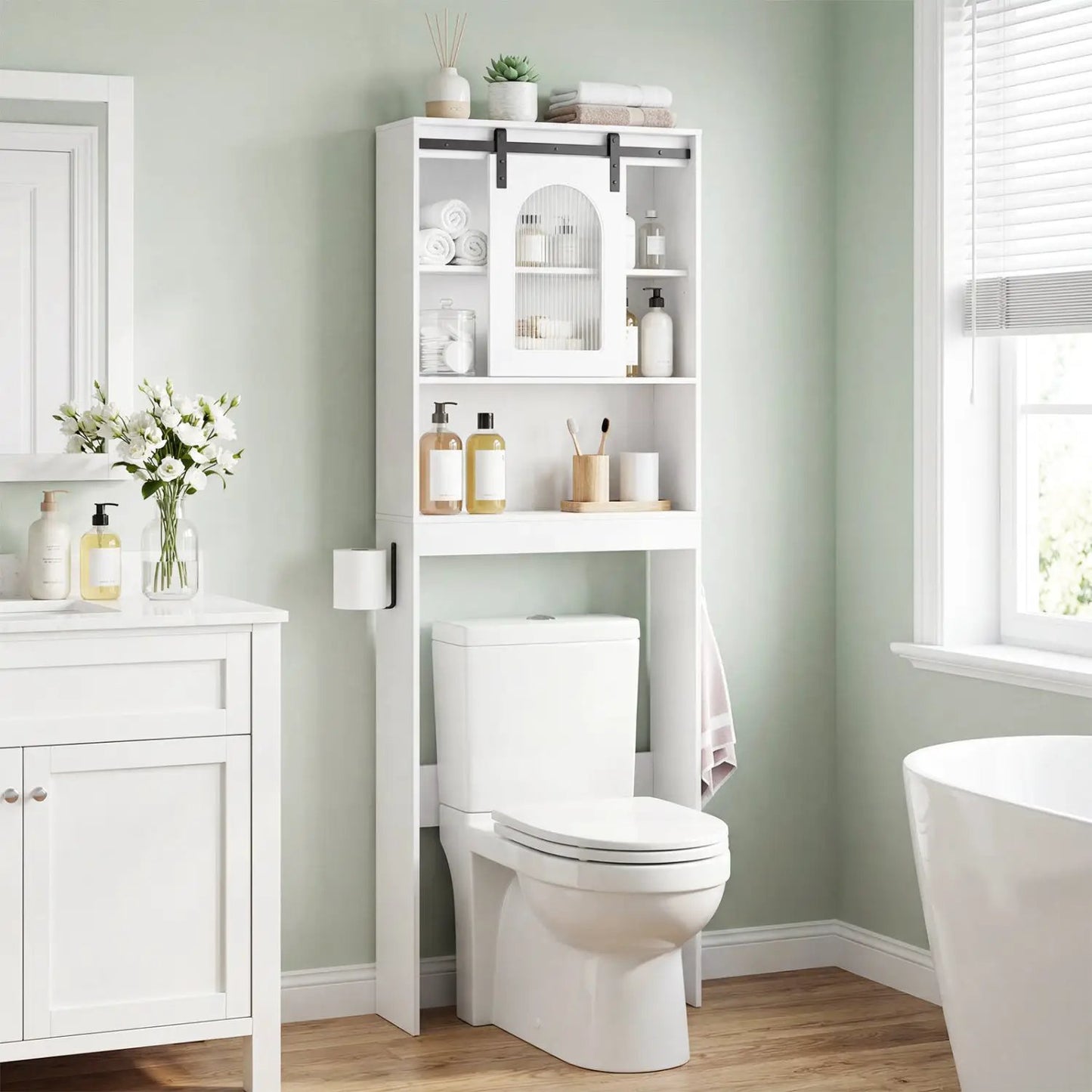 Over Toilet Storage Cabinet Sliding Barn Door