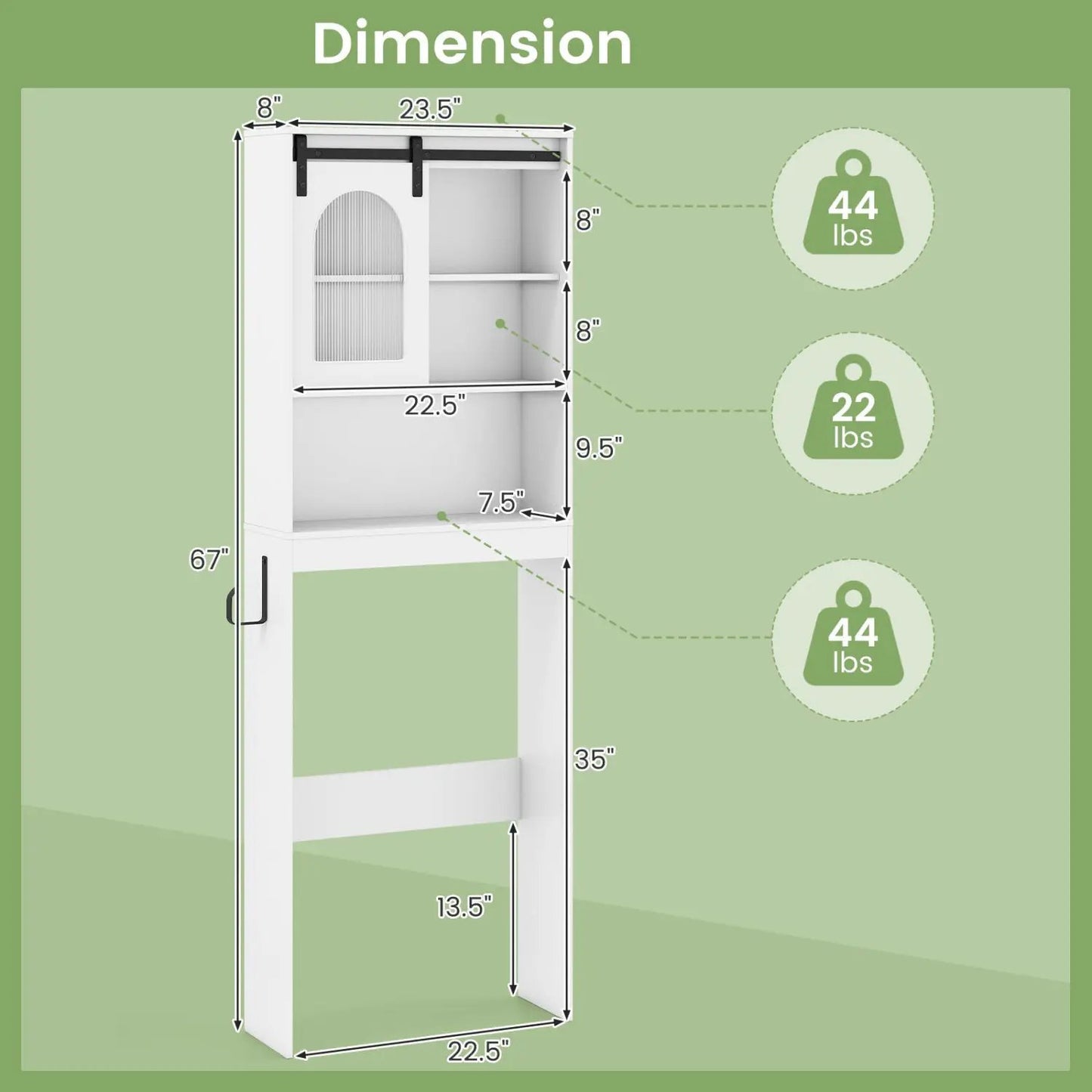 Over Toilet Storage Cabinet Sliding Barn Door
