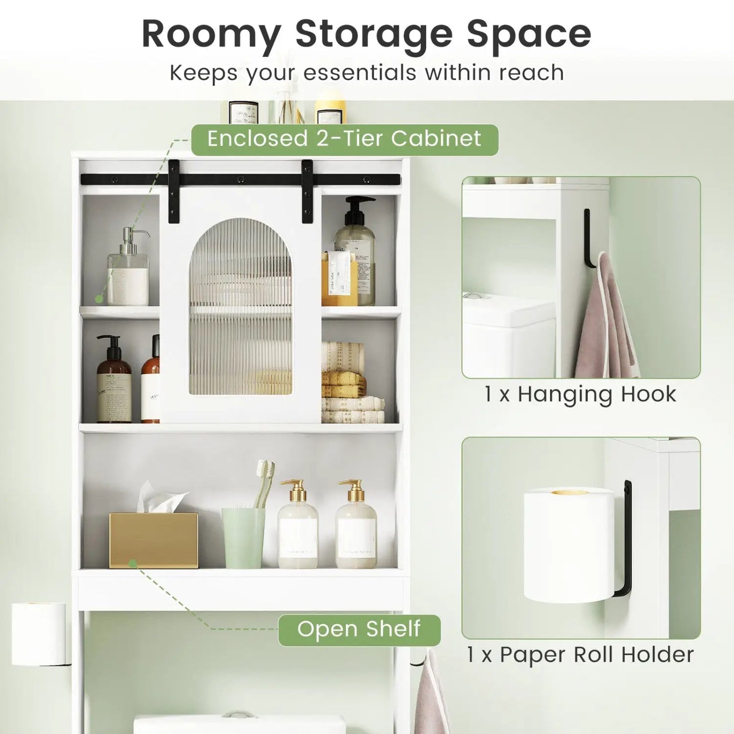 Over Toilet Storage Cabinet Sliding Barn Door