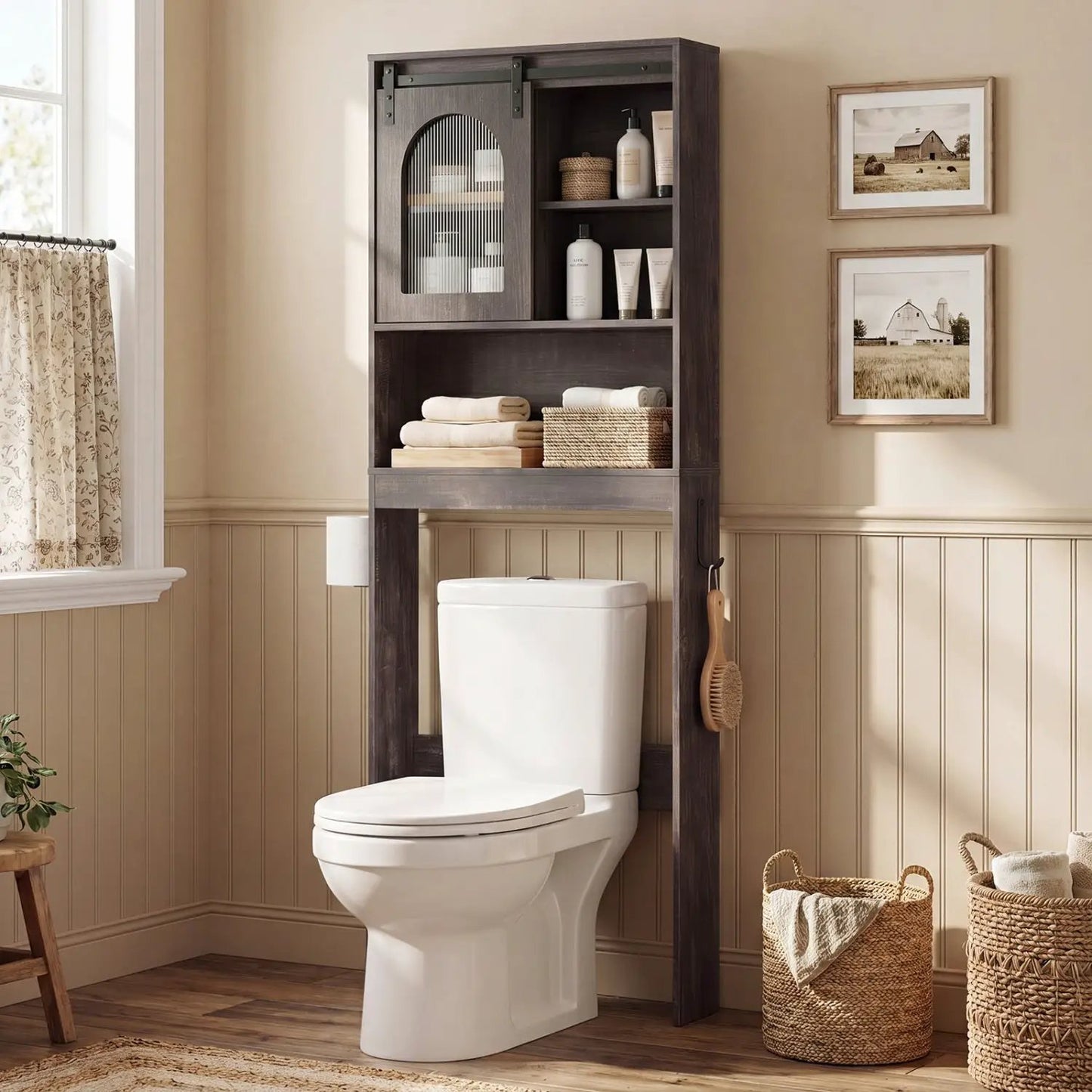 Over Toilet Storage Cabinet Sliding Barn Door