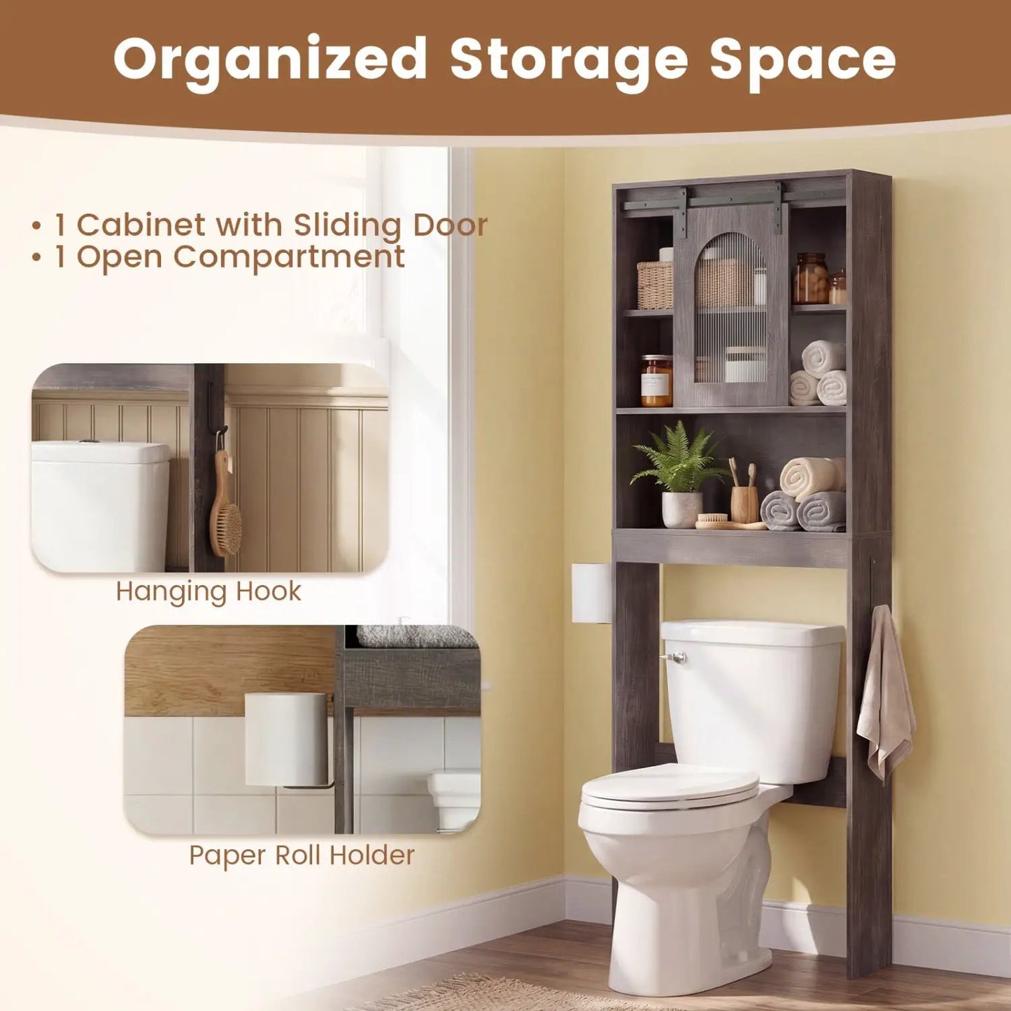 Over Toilet Storage Cabinet Sliding Barn Door