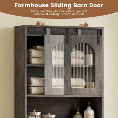 Over Toilet Storage Cabinet Sliding Barn Door