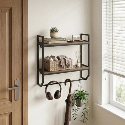 Over the Toilet Wall Shelf with Towel Bar Gray