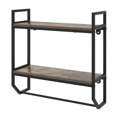 Over the Toilet Wall Shelf with Towel Bar Gray