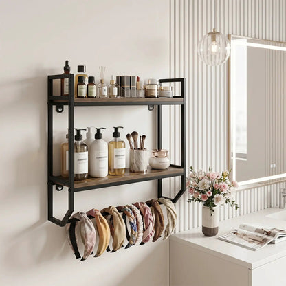 Over the Toilet Wall Shelf with Towel Bar Gray