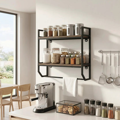 Over the Toilet Wall Shelf with Towel Bar Gray