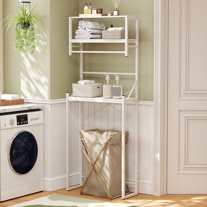 Over the Toilet Storage Rack 3-Tier Over Toilet Bathroom Organizer with Towel Holder-White