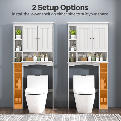 Over the Toilet Storage Cabinet with Adjustable Shelf and Bottom Bar-White