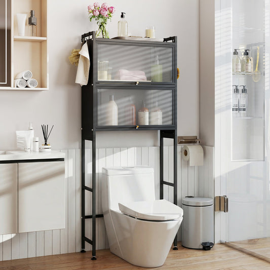 Over-the-toilet Cabinet Bathroom Organizer with 2 Flip-up Cabinets - Tampa Home & Garden Store