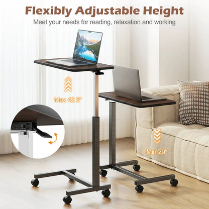 Overbed Table with Lockable Wheels and Height