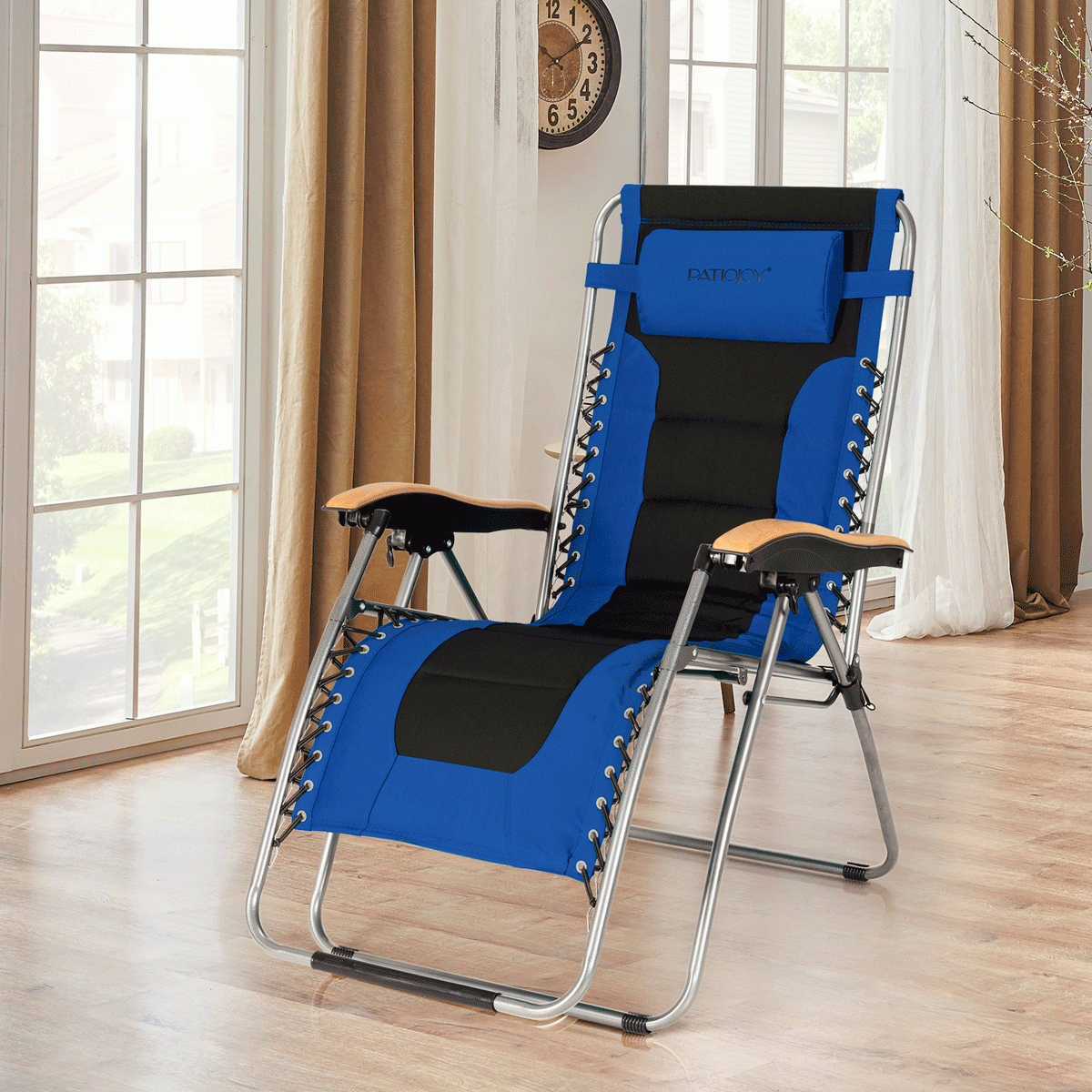Oversize Folding Adjustable Padded Zero Gravity Lounge Chair-Blue - Tampa Home & Garden Store