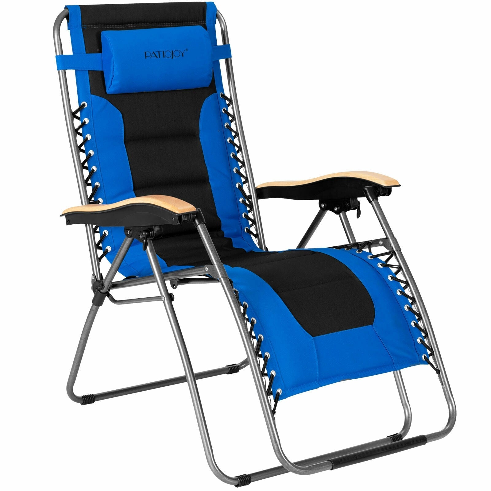 Oversize Folding Adjustable Padded Zero Gravity Lounge Chair-Blue - Tampa Home & Garden Store