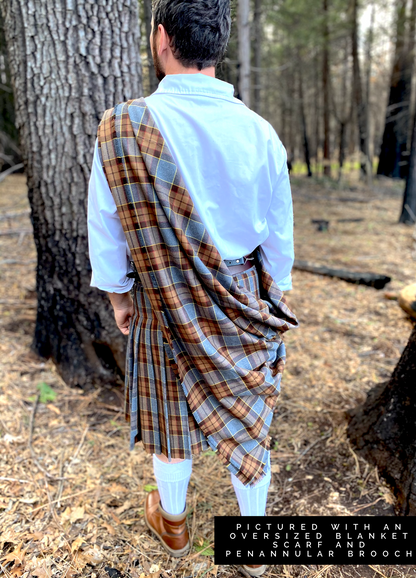 Oversized Blanket Scarf/Earasaid - Outlander Clan Fraser Inspired Gray, Brown, Yellow, and Red Cotton Flannel - Tampa Home & Garden Store