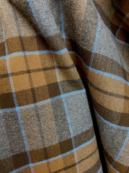 Oversized Blanket Scarf/Earasaid - Outlander Clan MacKenzie Inspired Gray, Brown and Light Blue Cotton Flannel - Tampa Home & Garden Store