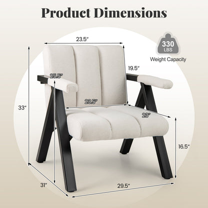Oversized Accent Chair with Metal Frame and Armrests