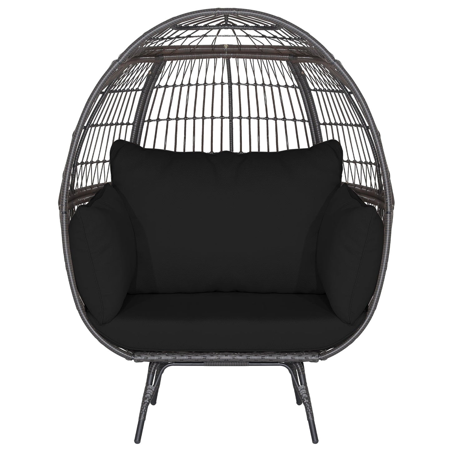 Oversized Patio Rattan Egg Lounge Chair with 4 Cushions-Brown