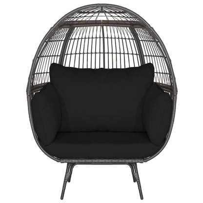 Oversized Patio Rattan Egg Lounge Chair with 4 Cushions-Brown
