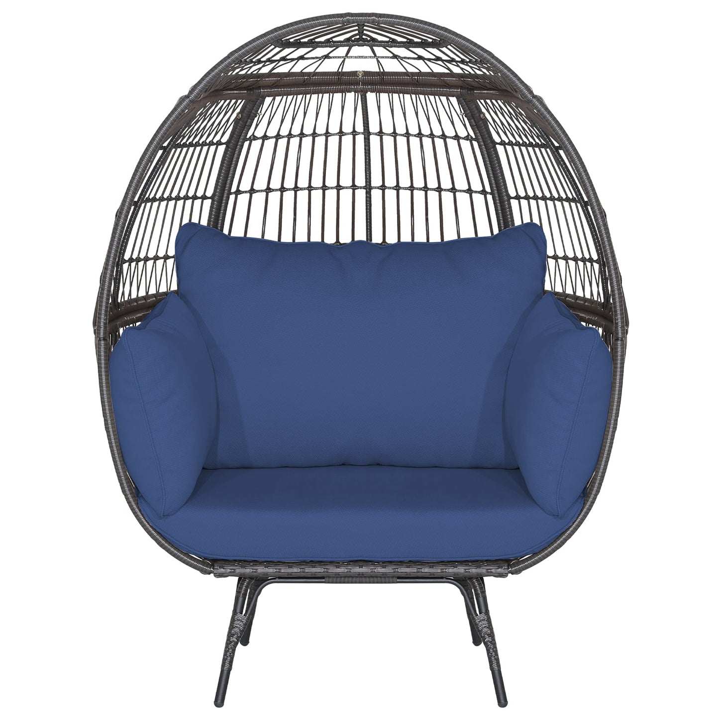 Oversized Patio Rattan Egg Lounge Chair with 4 Cushions-Brown