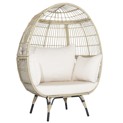 Oversized Patio Rattan Egg Lounge Chair with 4 Cushions-Brown