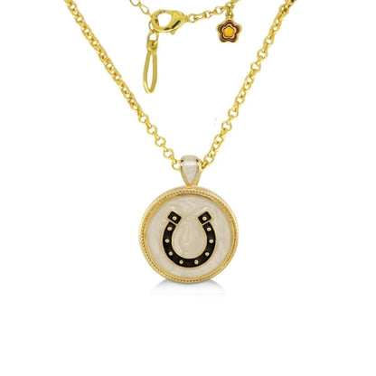 Equestrian pendant necklace by Lauren G Adams, gold tone pendant with horseshoe accent on Tampa Home & Garden Store
