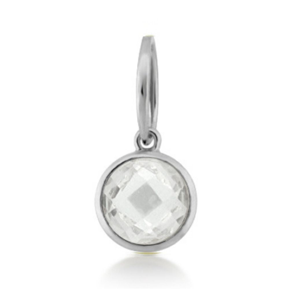 October Birthstone Color Pendant, round clear gemstone in silver bezel charm on Tampa Home & Garden Store
