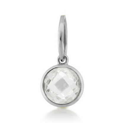 October Birthstone Color Pendant, round clear gemstone in silver bezel charm on Tampa Home & Garden Store