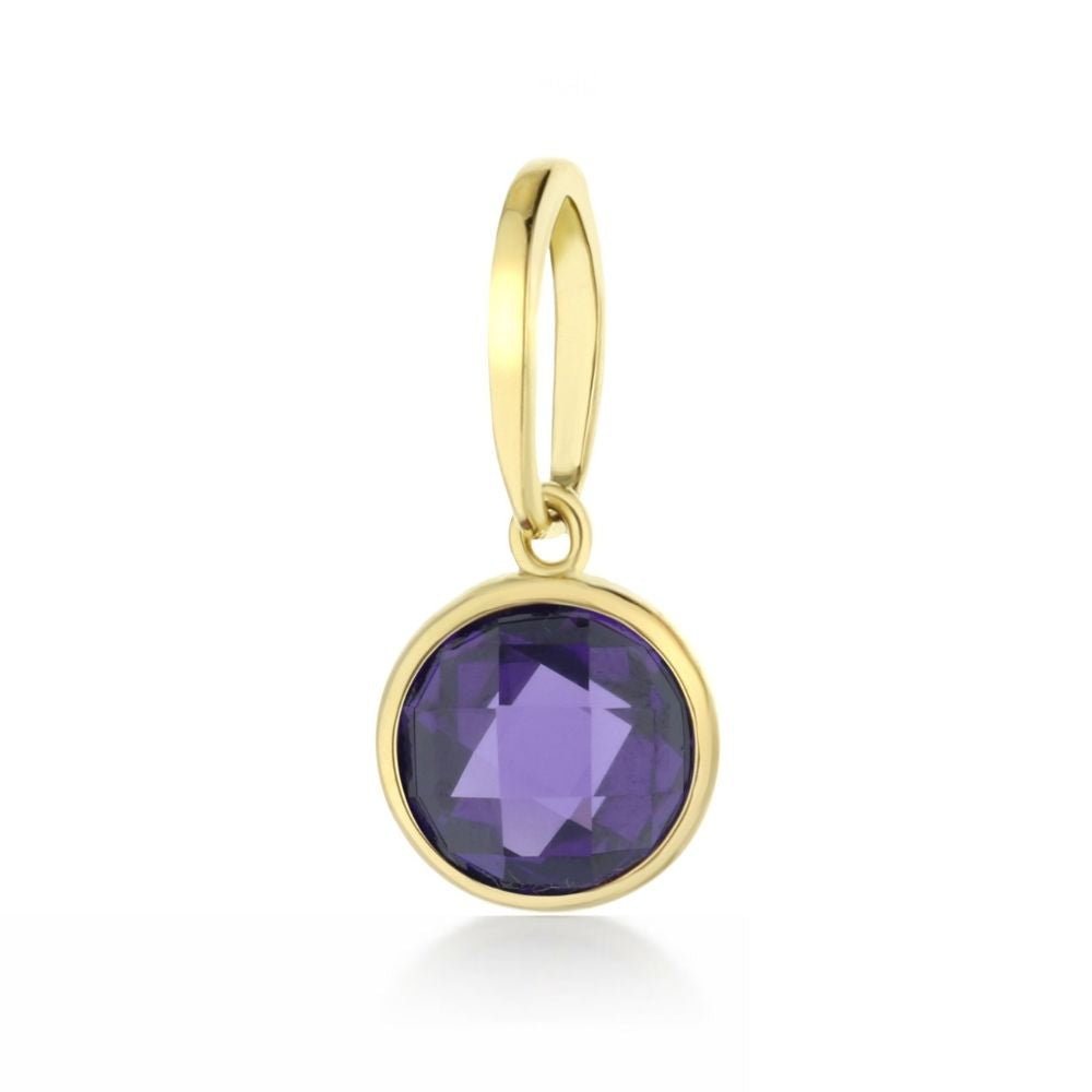 October Birthstone Color Pendant Lauren G Adams, gold-tone bezel with round purple amethyst on Tampa Home & Garden Store
