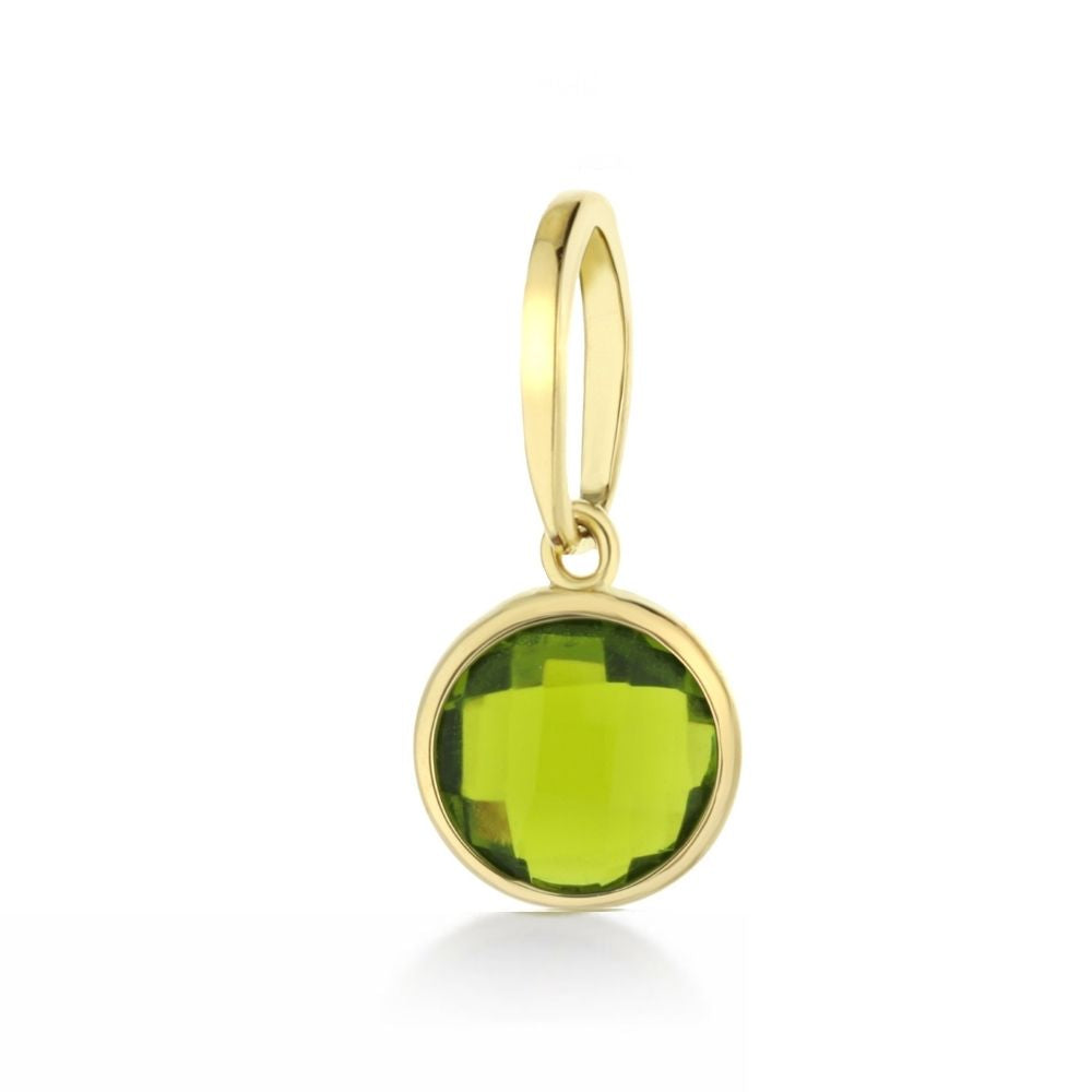 October birthstone pendant with green gemstone in gold-tone round bezel, charms & pendants on Tampa Home & Garden Store